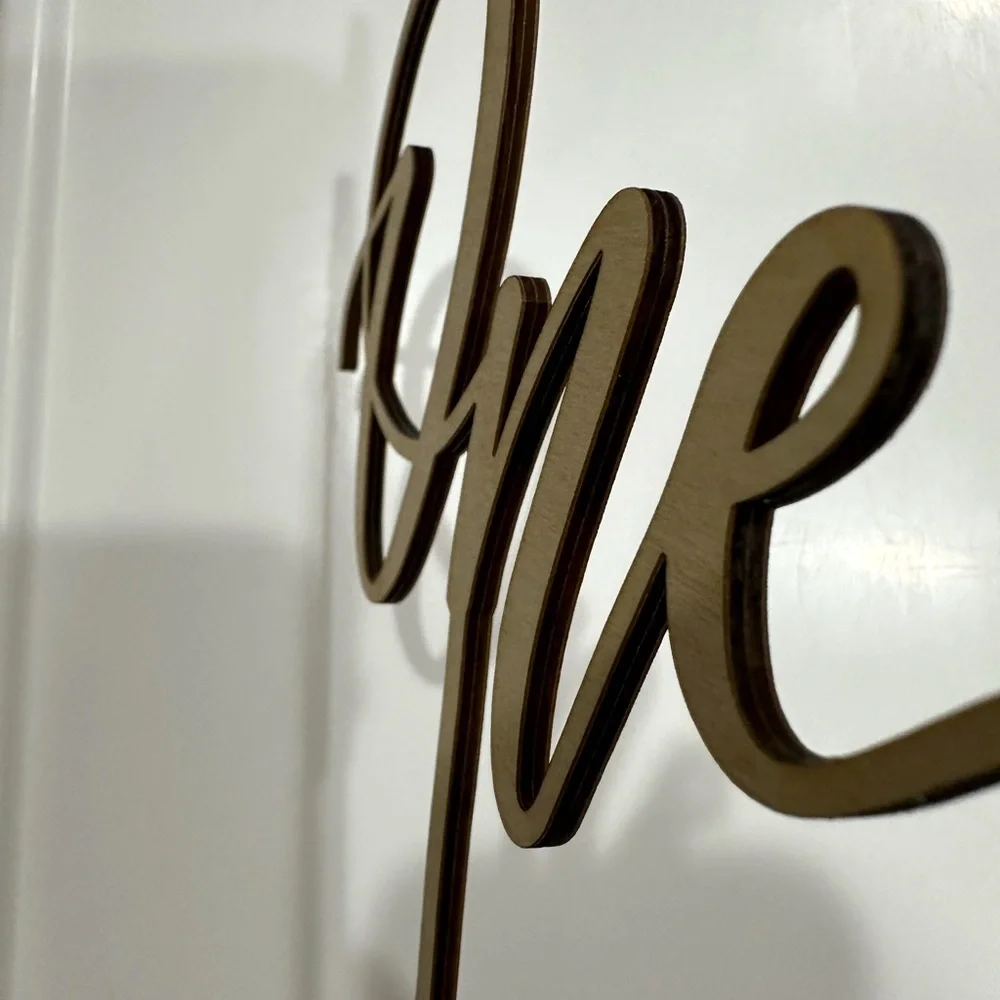 Light Wood Script One First Birthday Cake Topper